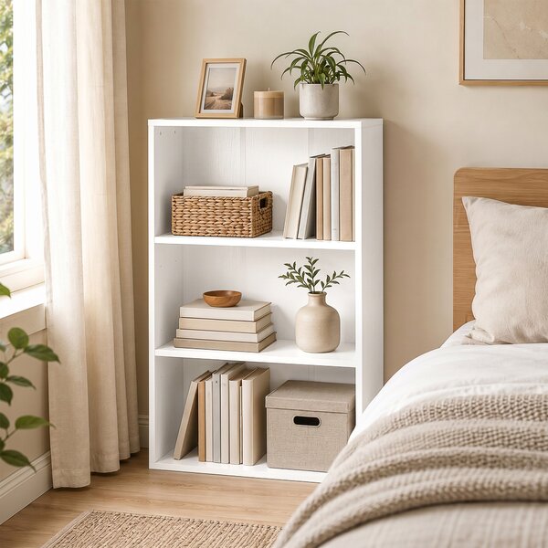 HOMCOM Libreria con 3 scomparti e ripiano regolabile, 60x24x93 cm, Bianco | Aosom Italy