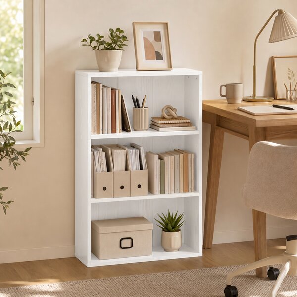 HOMCOM Libreria con 3 scomparti e ripiano regolabile, 60x24x93 cm, Bianco | Aosom Italy