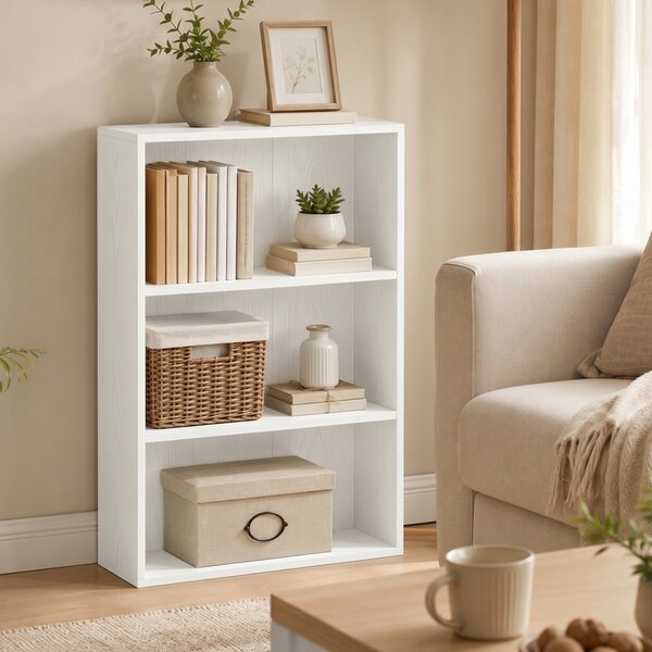 HOMCOM Libreria con 3 scomparti e ripiano regolabile, 60x24x93 cm, Bianco | Aosom Italy