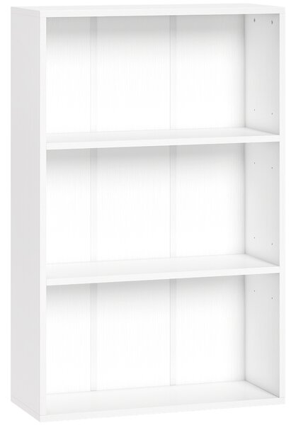 HOMCOM Libreria con 3 scomparti e ripiano regolabile, 60x24x93 cm, Bianco | Aosom Italy