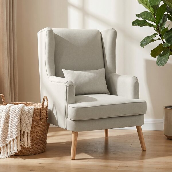 HOMCOM Poltrona in tessuto con schienale alto e cuscino lombare, Beige | Aosom Italy