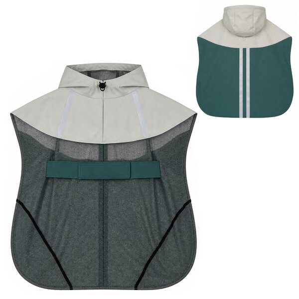 PawHut Impermeabile per cani taglia grande con cappuccio e bande riflettenti, Verde | Aosom Italy