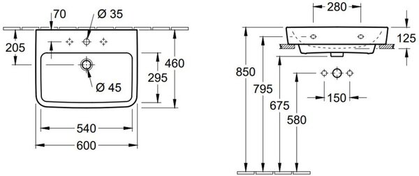 Villeroy & Boch O.novo - Lavabo da appoggio, 650x460 mm, con sfioratore, foro per miscelatore, CeramicPlus, bianco alpino 4A41KGR1