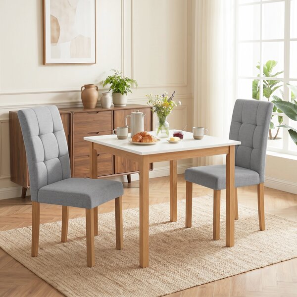 HOMCOM Set 2 sedie da pranzo imbottite in tessuto effetto lino, Grigio chiaro | Aosom Italy