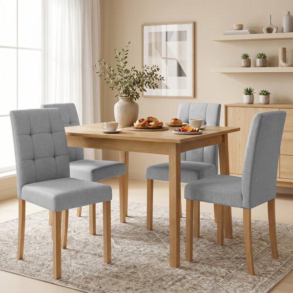 HOMCOM Set 2 sedie da pranzo imbottite in tessuto effetto lino, Grigio chiaro | Aosom Italy