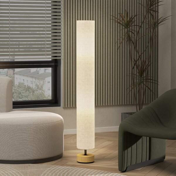 HOMCOM Lampada da terra con paralume in tessuto e struttura in metallo, Grigio | Aosom Italy