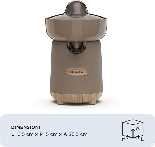 Ariete Spremiagrumi Elettrico Potenza 40 Watt Capacit Ciotola 0.5 Litri Effetto Legno con Beccuccio Antigoccia colore Tortora - 00C041707AR0 Break