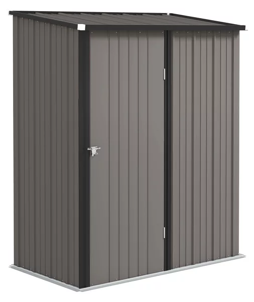 Outsunny Casetta da Giardino in Acciaio Porta Attrezzi con Catenaccio, 161.5x94.5x196cm, Grigio Chiaro | Aosom Italy