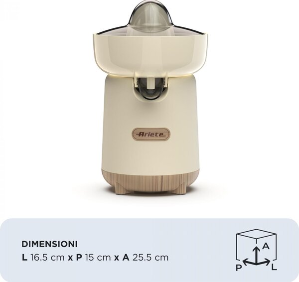 Ariete Spremiagrumi Elettrico Potenza 40 Watt Capacit Ciotola 0.5 Litri Effetto Legno con Beccuccio Antigoccia colore Beige - 00C041706AR0 Breakfa