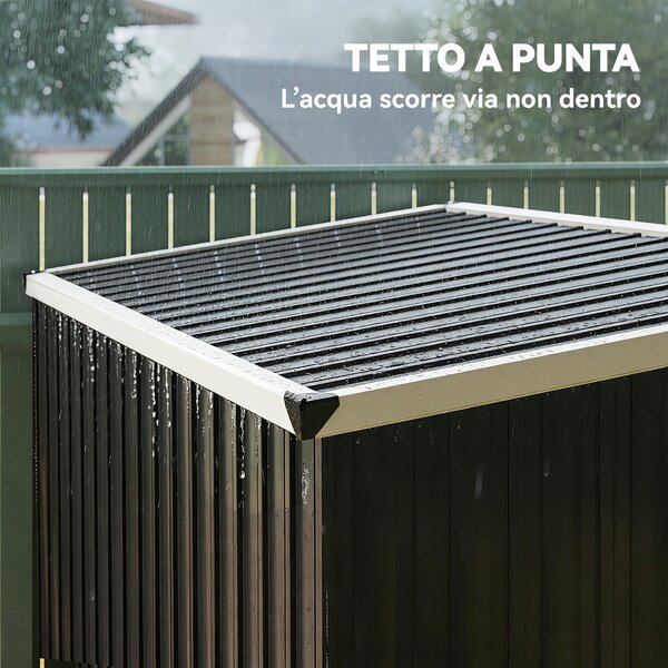 Outsunny Capanno da Giardino in Acciaio Zincato, Porta Bloccabile, 231 x 125 x 162 cm, Grigio | Aosom Italy