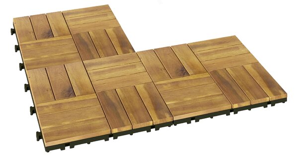 Outsunny Set 10 piastrelle da esterno in legno, 31x31 cm, Legno naturale | Aosom Italy
