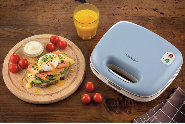Ariete Tostapane Piastra per Toast e Sandwich Antiaderente Potenza 750 Watt colore Azzurro - 00C196305AR0 Sandwich Maker Vintage