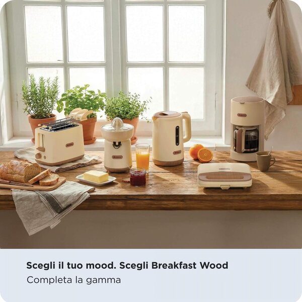 Ariete Tostapane con Pinze 2 Fette Potenza 760 Watt con 7 Livelli di Doratura colore Beige - 00C015706AR0 Breakfast Wood