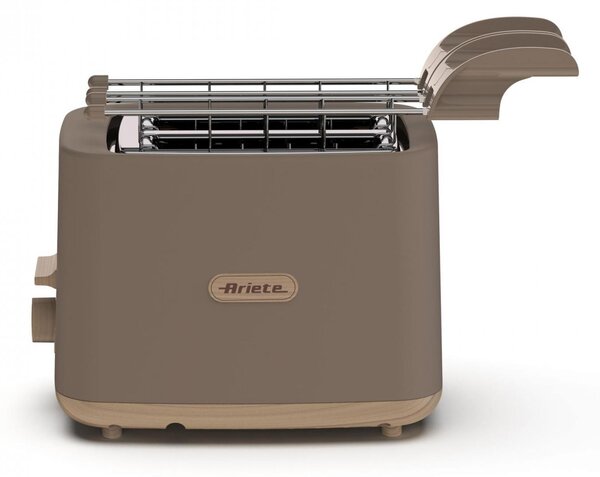 Ariete Tostapane con Pinze 2 Fette Potenza 760 Watt con 7 Livelli di Doratura colore Tortora - 00C015707AR0 Breakfast Wood