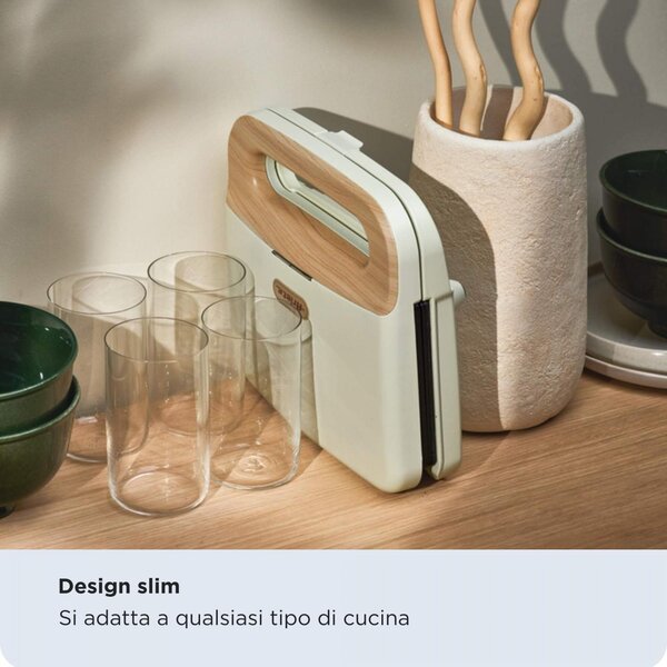 Ariete Tostapane Piastra per Toast e Sandwich Antiaderente Potenza 750 Watt colore Beige - 00C197106AR0 Breakfast Wood