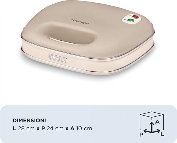 Ariete Tostapane Piastra per Toast e Sandwich Antiaderente Potenza 750 Watt colore Beige - 00C196303AR0 Sandwich Maker Vintage