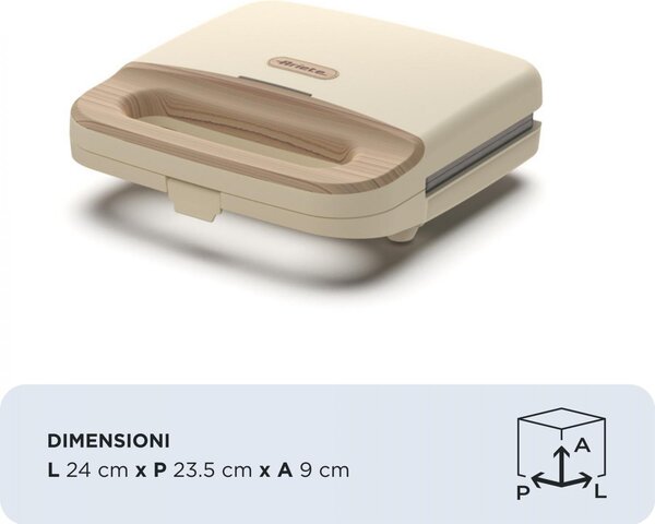 Ariete Tostapane Piastra per Toast e Sandwich Antiaderente Potenza 750 Watt colore Beige - 00C197106AR0 Breakfast Wood