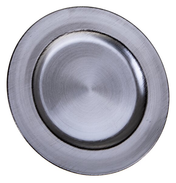 Set 12 Sotto Piatti Decorativi Ø28 cm Silver/Nero