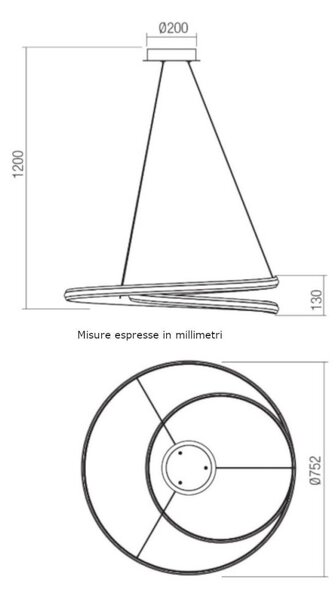 Lampadario moderno redo group torsion 01 4363 led alluminio dimmerabile - Redo Group