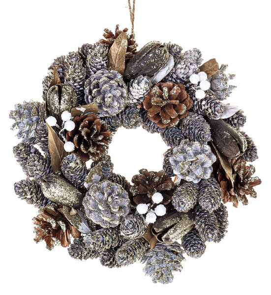 Set 2 Corone Natalizie con Dryfruits Ø24 cm Champagne