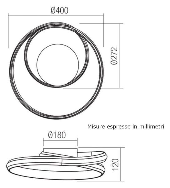 Applique moderno redo group torsion 01 4354 led alluminio dimmerabile - Redo Group