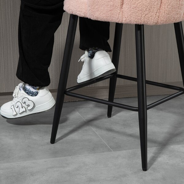 HOMCOM Set di 2 sgabelli da bar, con schienale e poggiapiedi, gambe in acciaio, 52 x 53 x 93 cm, Rosa | Aosom Italy