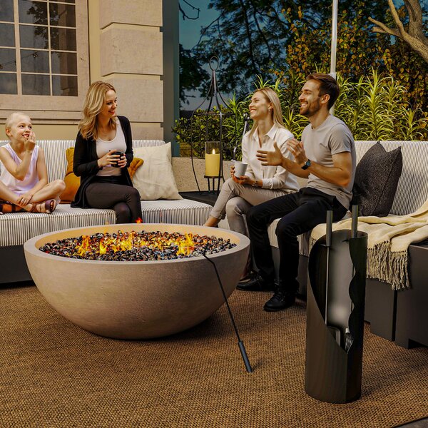 Outsunny Set utensili da camino 4 pezzi con scopa, paletta, attizzatoio e supporto, in metallo 20 x 20 x 65 cm, Nero | Aosom Italy