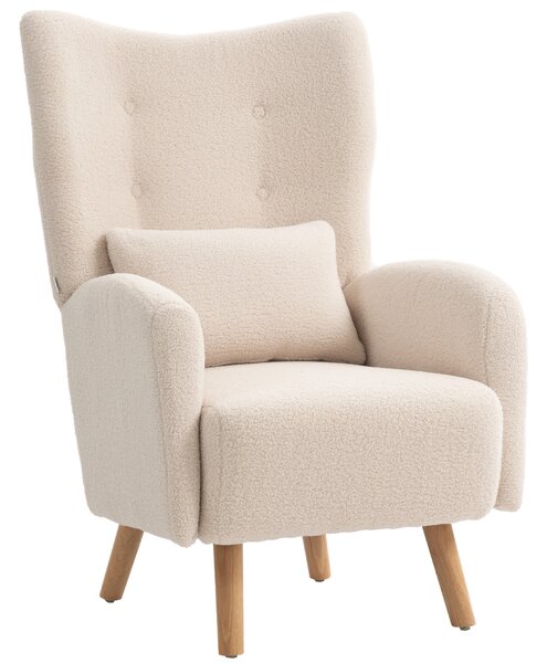 HOMCOM Poltrona con Rivestimento in Peluche, con Cuscino in Schiuma, Beige | Aosom Italy