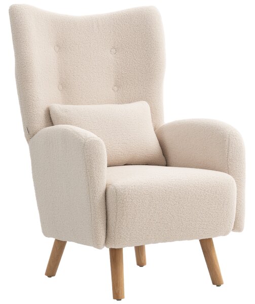 HOMCOM Poltrona con Rivestimento in Peluche, con Cuscino in Schiuma, Beige | Aosom Italy