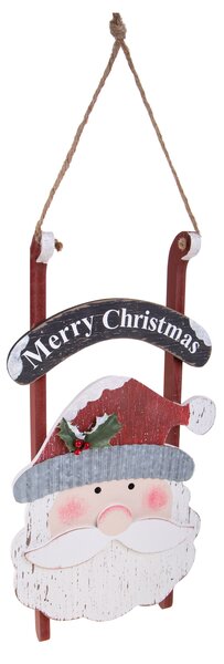 Slittino con Faccia di Babbo Natale H45 cm in Legno