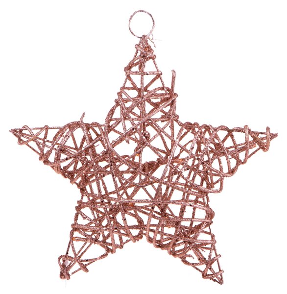 Set 2 Stelle con 10 Led H30 cm in Rattan Rose