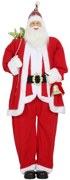 HOMCOM Babbo Natale in piedi, alto 1,6 m, con regalo, campanelli di Natale e Funzione sonora | Aosom Italy
