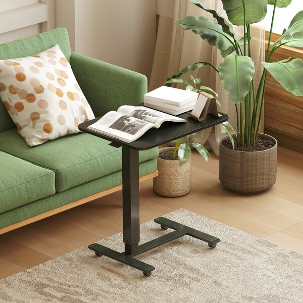 HOMCOM Scrivania con Altezza Regolabile, con 4 Ruote, a Forma di C, 65 cm x 48 cm x 70-110 cm, Nero | Aosom Italy