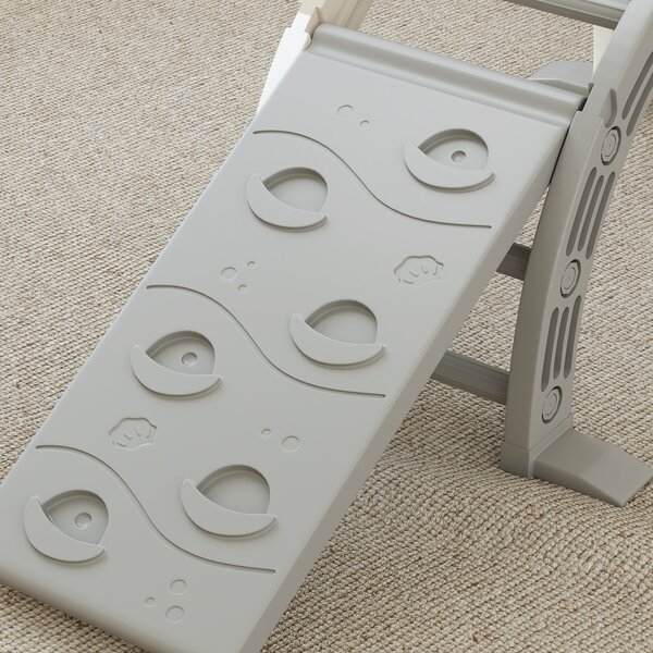 AIYAPLAY Struttura per Arrampicata, per Bambini di 18-48 Mesi, 4 in 1 con Arco di Arrampicata, Dondolo, Rampa e Scivolo 164x70x57 cm, Grigio e Bianco | Aosom Italy