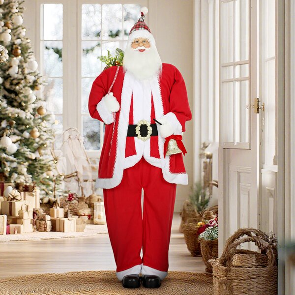 HOMCOM Babbo Natale in piedi, alto 1,6 m, con regalo, campanelli di Natale e Funzione sonora | Aosom Italy