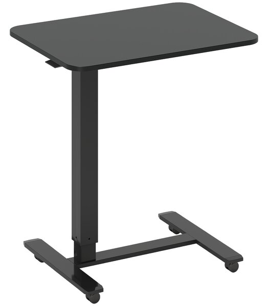 HOMCOM Scrivania con Altezza Regolabile, con 4 Ruote, a Forma di C, 65 cm x 48 cm x 70-110 cm, Nero | Aosom Italy