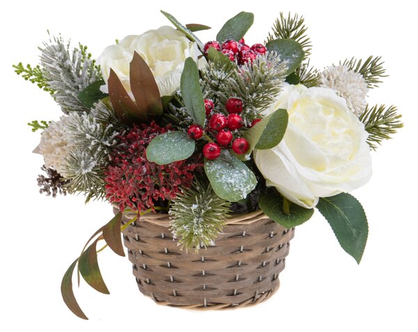 Set 2 Centrotavola con Peonie Ø25 cm Bianco