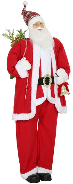 HOMCOM Babbo Natale in piedi, alto 1,6 m, con regalo, campanelli di Natale e Funzione sonora | Aosom Italy
