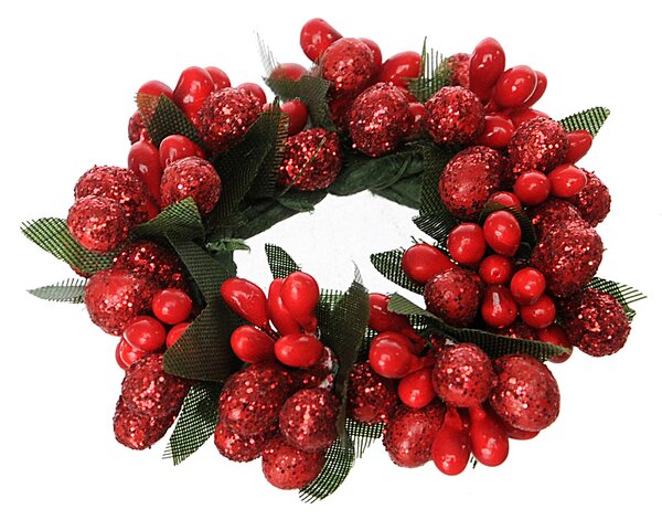 Set 12 Giro Candela con Bacche Ø7 cm Rosso