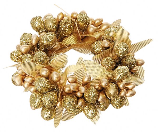 Set 12 Giro Candela con Bacche Ø7 cm Oro