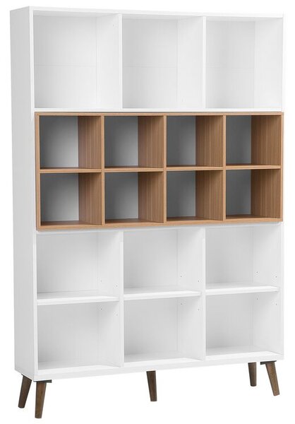 Libreria bianca con legno scuro 174 x 120 x 30 cm Scaffale scandinavo a 5 ripiani Beliani
