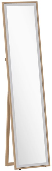 HOMCOM Specchio a figura intera con cornice MDF bicolore, 157 x 37 cm, Argento/Naturale | Aosom Italy