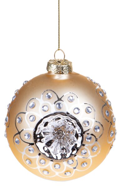 Set 8 Palline Decorative per Albero di Natale Double Hole 10 cm Oro/Silver
