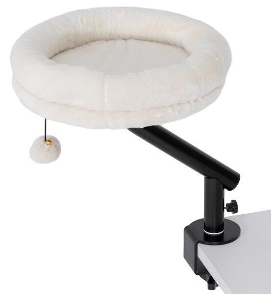 PawHut Letto da Scrivania Girevole per Gatti, Imbottito e Lavabile, con Altezza Regolabile, Crema | Aosom Italy
