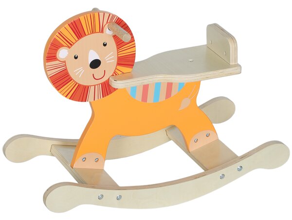 AIYAPLAY Dondolo di legno a forma di leone, Portata 25 kg, 2-5 anni, Arancione | Aosom Italy
