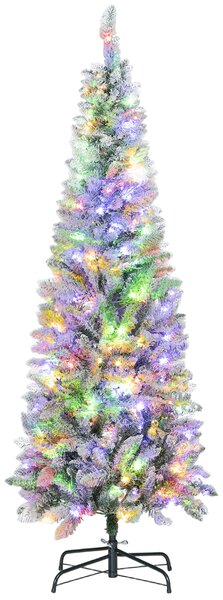 Albero di Natale Innevato 180 cm 479 Rami con 180 Luci LED Colorate Verde e Bianco