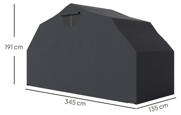 Outsunny Riparo per moto esterno in tessuto Oxford, con 2 finestre, 345 x 135 x 191 cm, Nero | Aosom Italy