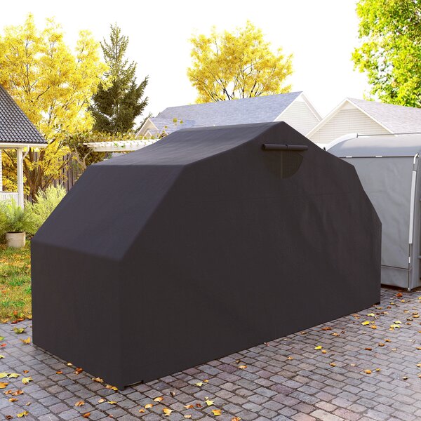 Outsunny Riparo per moto esterno in tessuto Oxford, con 2 finestre, 345 x 135 x 191 cm, Nero | Aosom Italy
