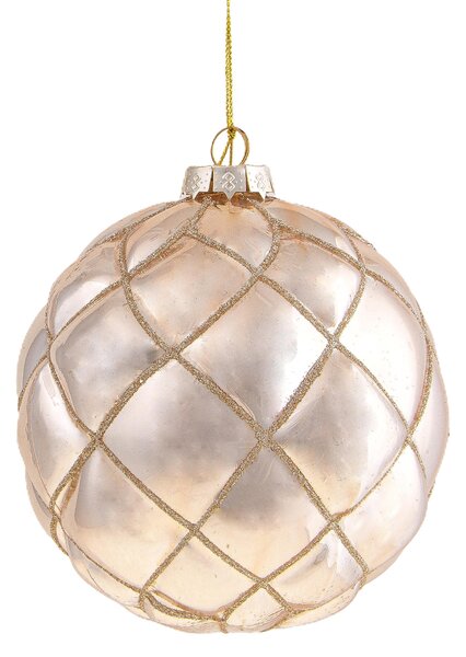 Set 4 Palline Decorative per Albero di Natale Rombi Ø12 cm Champagne