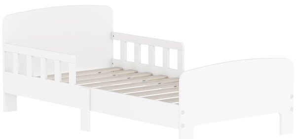 AIYAPLAY Letto per bambini con sponda anticaduta e rete a doghe, 3-8 anni, 70x140 cm, Bianco | Aosom Italy